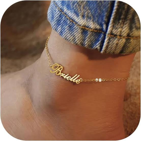 Personalised Nameplate Anklet (Gold, Silver, Rose)