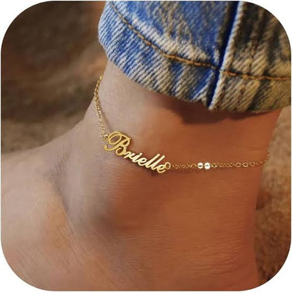 Personalised Nameplate Anklet (Gold, Silver, Rose)