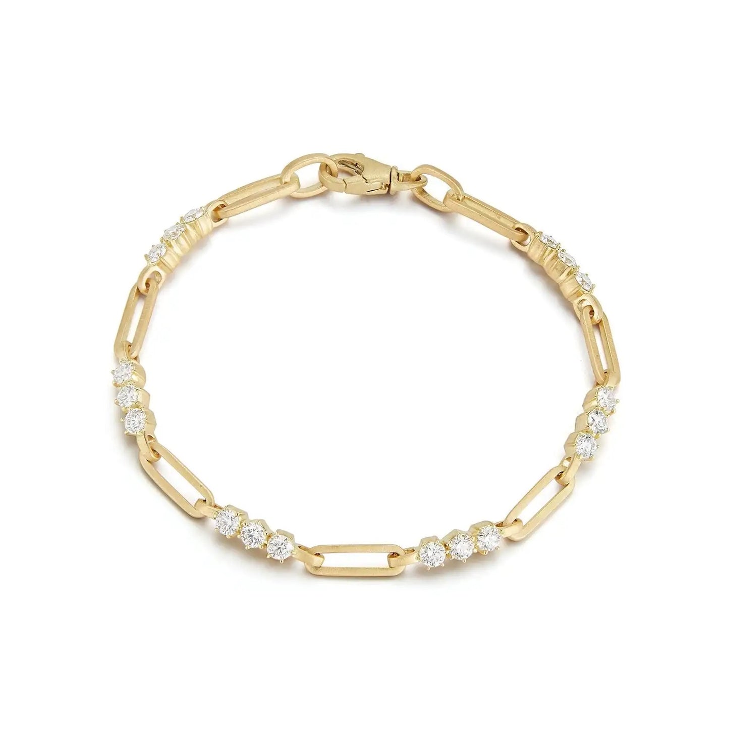 Gold Moissanite Paperclip Luxe Necklace 7TCW & Bracelet (925,Vermeil)