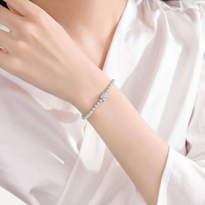 Princess Cut Moissanite Tennis Bracelet