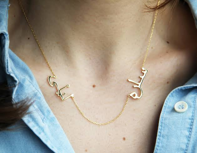 Personalised Classic Arabic Double Nameplate Necklace (Gold, Silver, Rose)