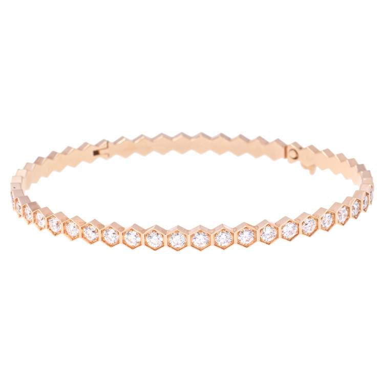 Rose Gold Honeycomb Glitz NSCD Eternity Bangle (925, Vermeil)