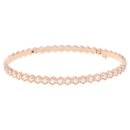 Rose Gold Honeycomb Glitz NSCD Eternity Bangle (925, Vermeil)