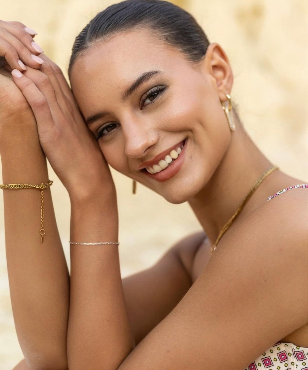 Gold Pave Link Cuban Set