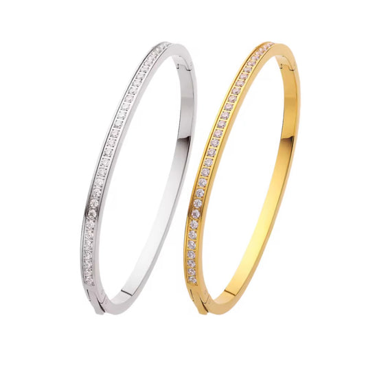 Oval Arc Tennis Bangle (Gold & Silver)