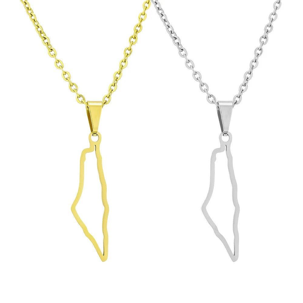 Dainty Palestine Map Necklace (Gold & Silver, 3cm)