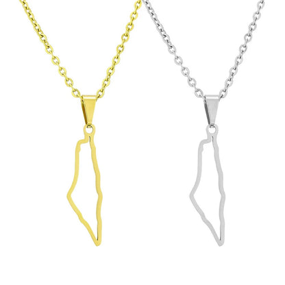 Dainty Palestine Map Necklace (Gold & Silver, 3cm)