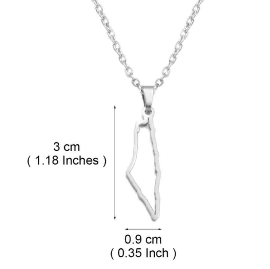 Dainty Palestine Map Necklace (Gold & Silver, 3cm)