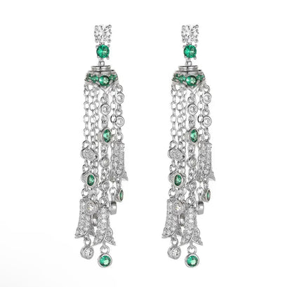 Emerald Opulence Tassle Earring (925)