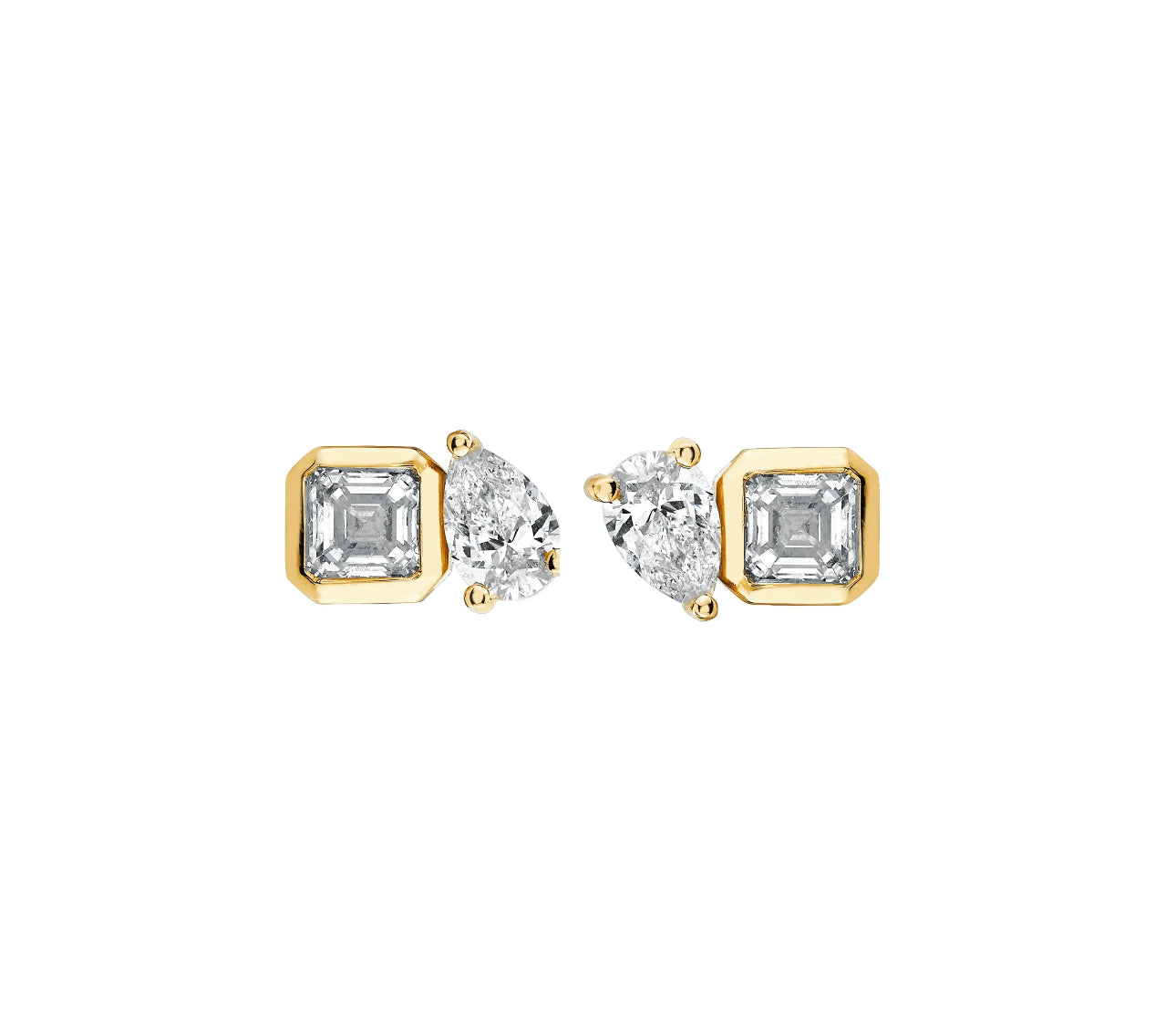 Gold Pear & Princess Toi Et Moi Earring