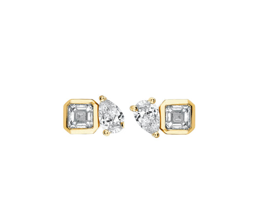 Gold Pear & Princess Toi Et Moi Earring