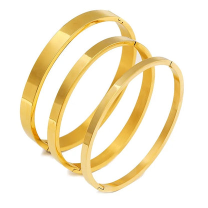 Gold Sleek Stack Bangle (4mm, 6mm, 8mm)