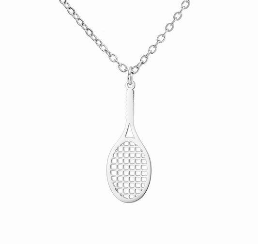 Silver Classic Tennis Racquet Necklace