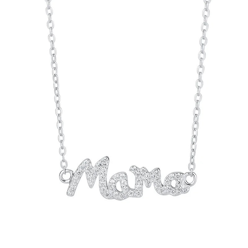 Silver Glitter Mama Necklace (925)