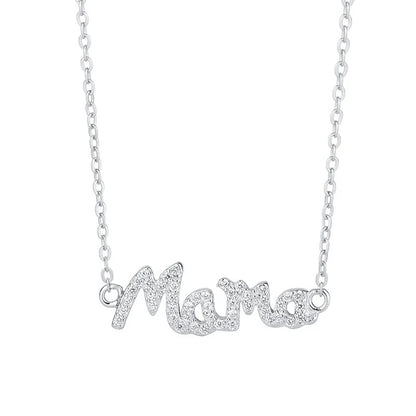 Silver Glitter Mama Necklace (925)