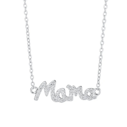 Silver Glitter Mama Necklace (925)