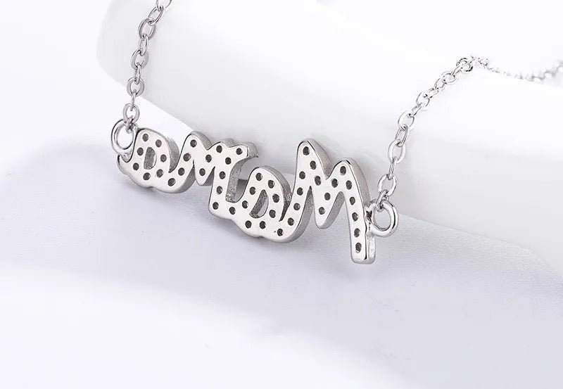 Silver Glitter Mama Necklace (925)