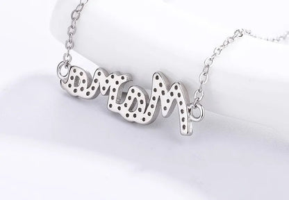 Silver Glitter Mama Necklace (925)