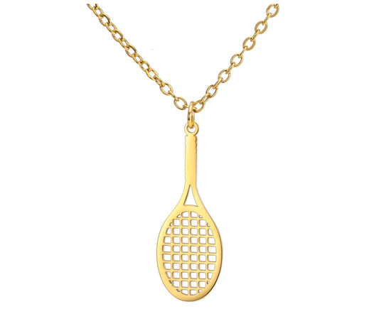 Gold Classic Tennis Racquet Necklace