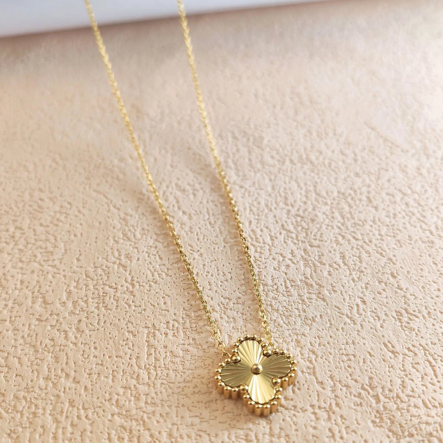 Antique Gold Clover Floating Pendant & Earring Set (2 piece)