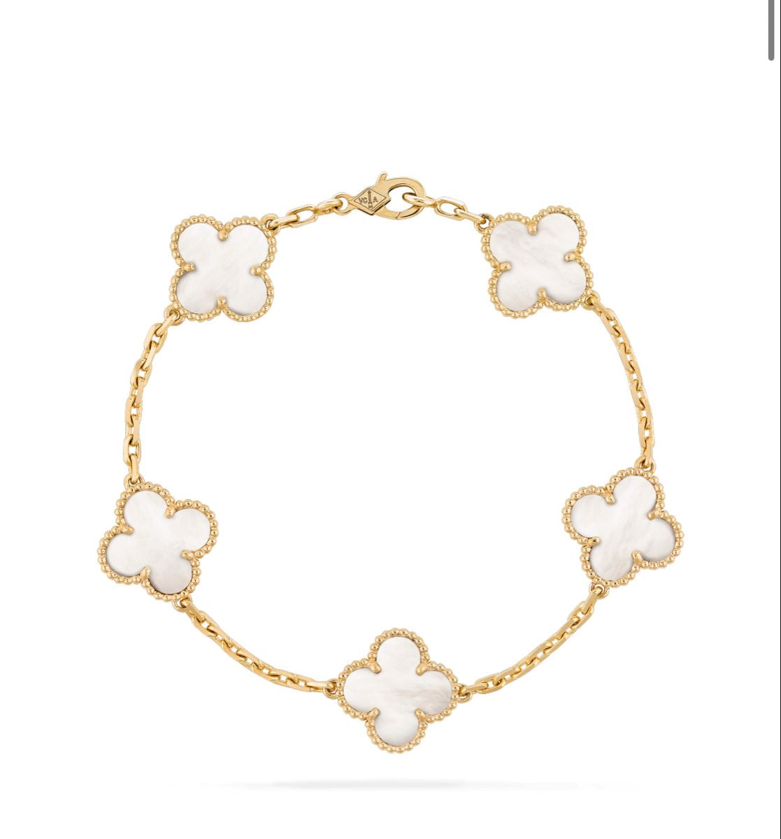Gold & Pearl Clover Bracelet (925, Vermeil)