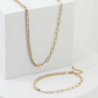 Gold Paperclip Tennis Set (Stainless Steel)