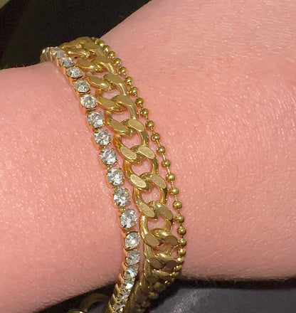 Gold  3 in 1 Triple Layer Katey Bracelet