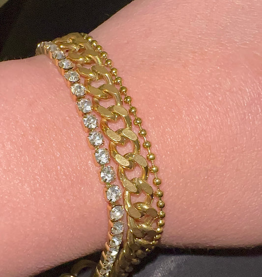 Gold  3 in 1 Triple Layer Katey Bracelet