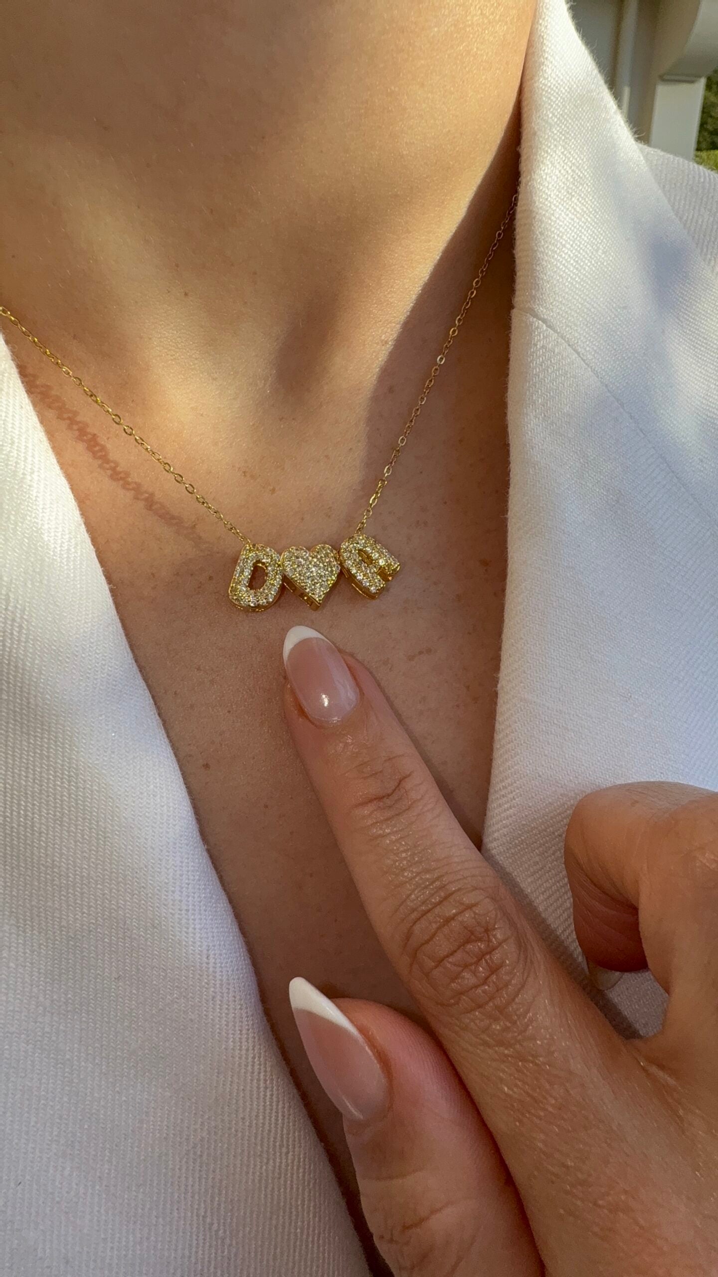 Gold Reversible Icy Bubble Initial Necklace (Single or Name)