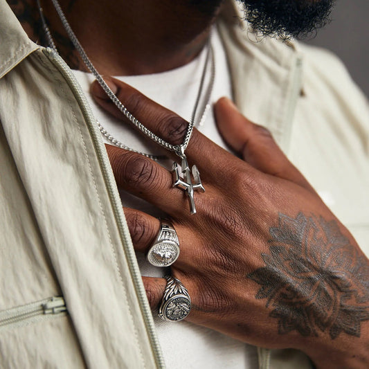 Men’s Silver Trident Necklace (60cm)