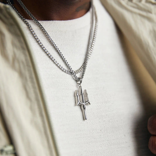 Men’s Silver Trident Necklace (60cm)