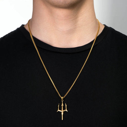 Men’s Gold Trident Necklace (60cm)