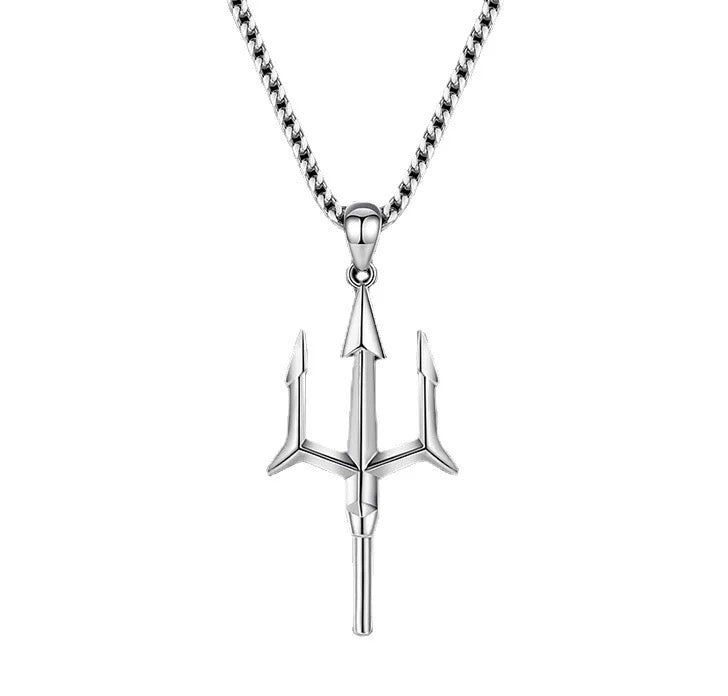 Men’s Silver Trident Necklace (60cm)