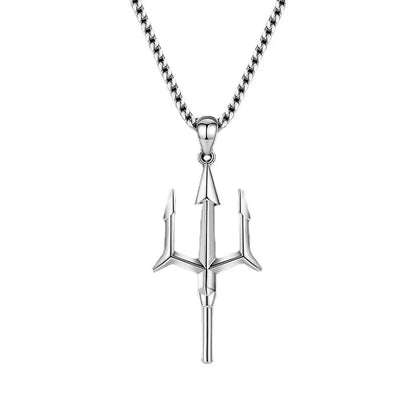 Men’s Silver Trident Necklace (60cm)