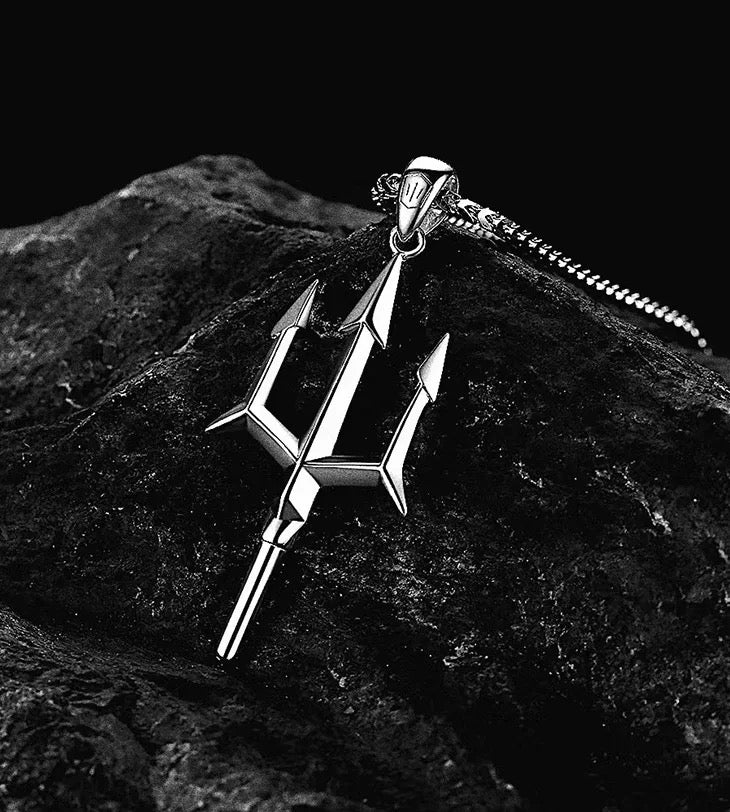Men’s Silver Trident Necklace (60cm)