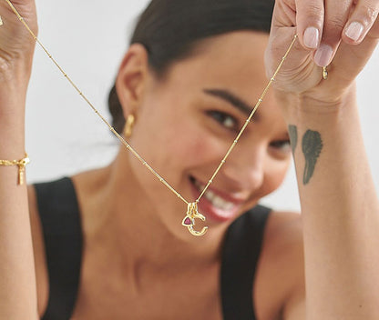 Birthstone  Initial Necklace (925)