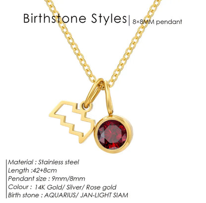 Gold Birthstone Zodiac Necklace