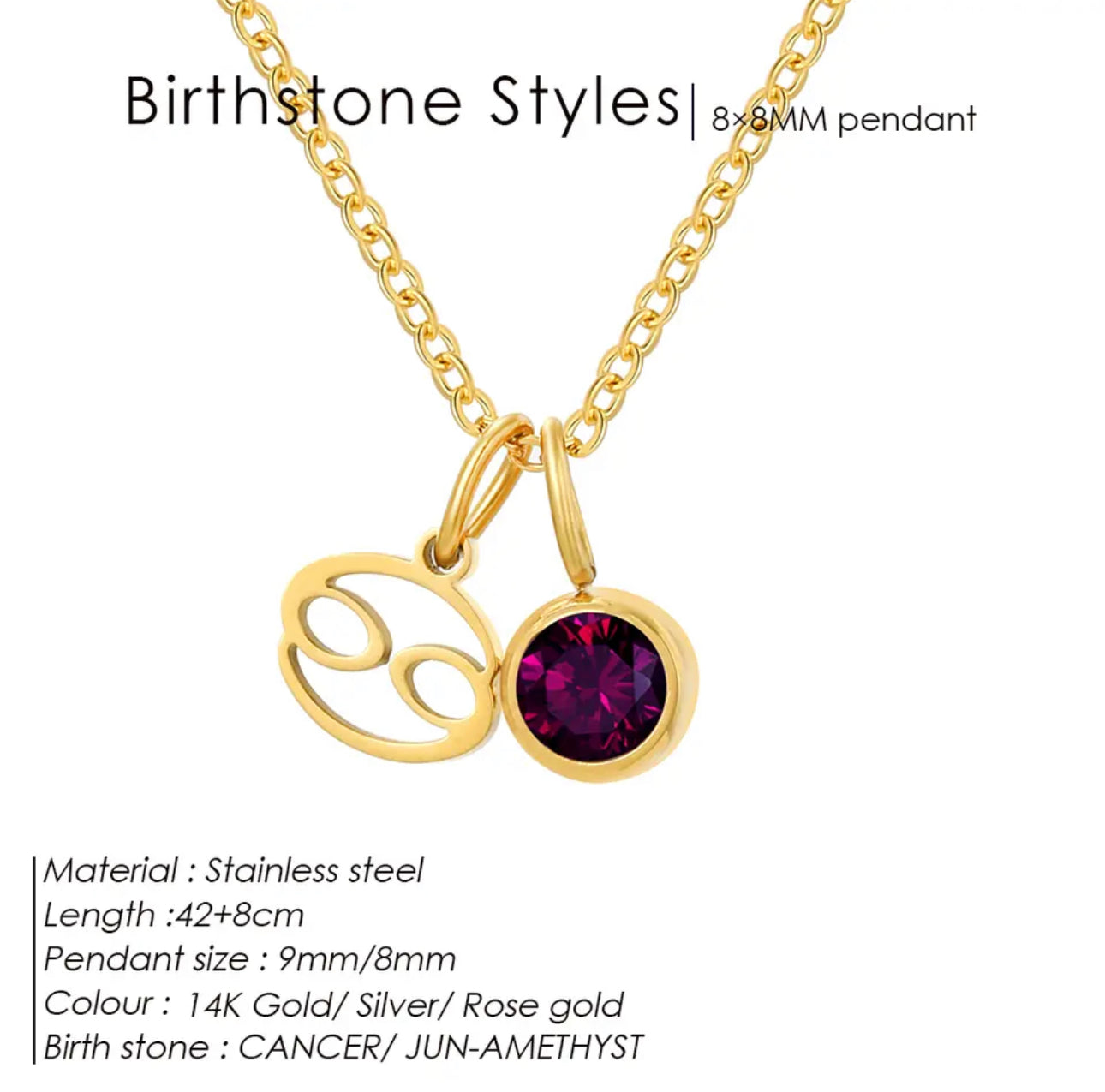 Gold Birthstone Zodiac Necklace