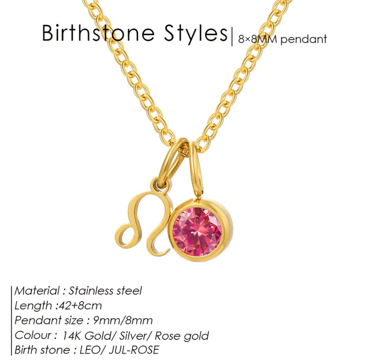 Gold Birthstone Zodiac Necklace