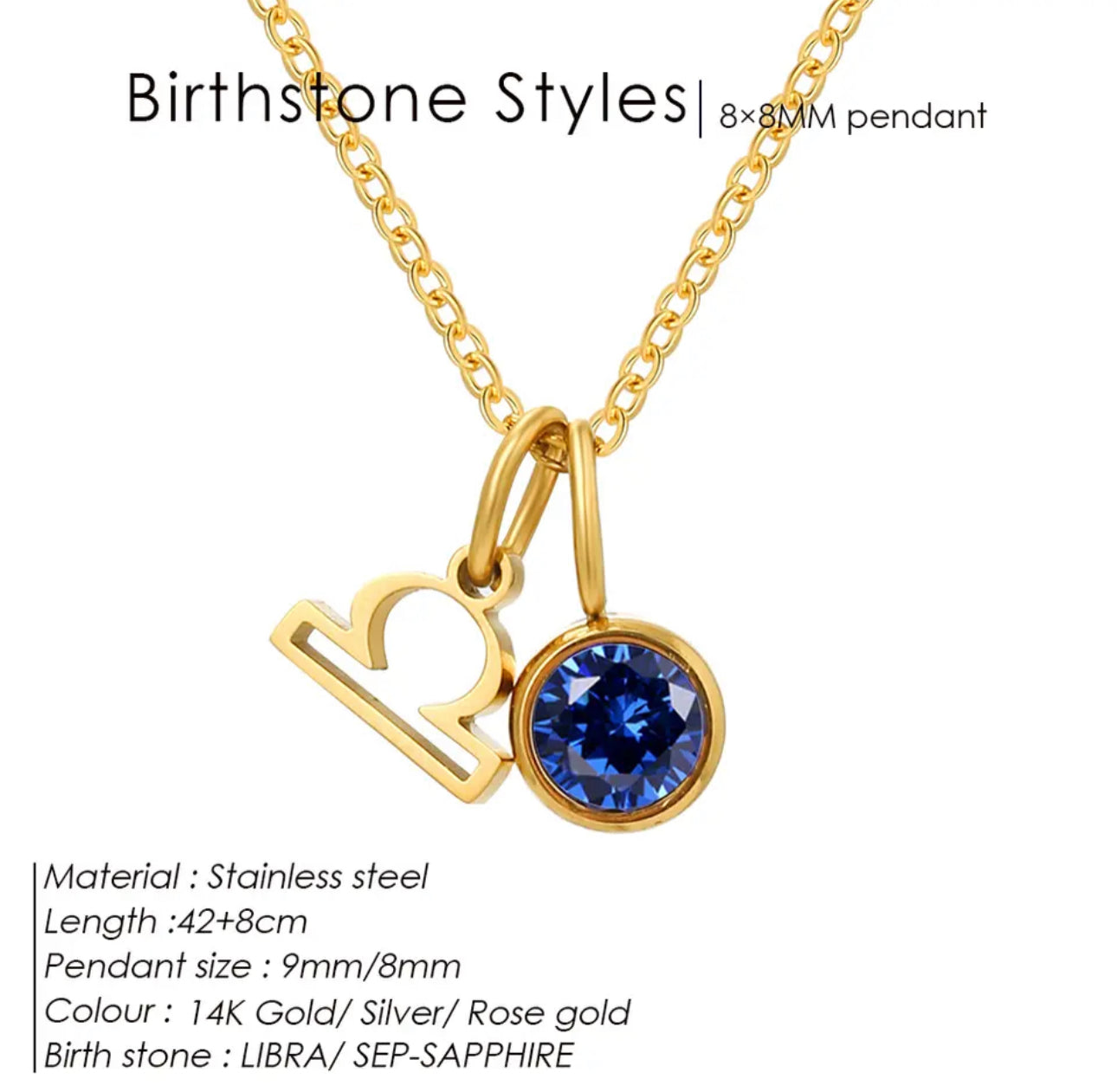 Gold Birthstone Zodiac Necklace