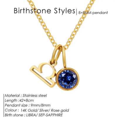 Gold Birthstone Zodiac Necklace