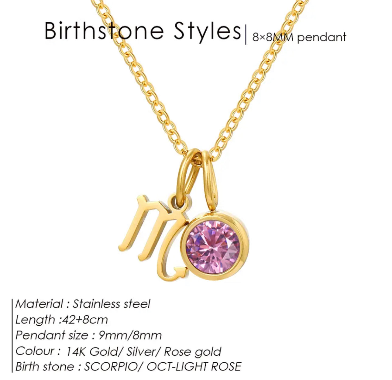 Gold Birthstone Zodiac Necklace