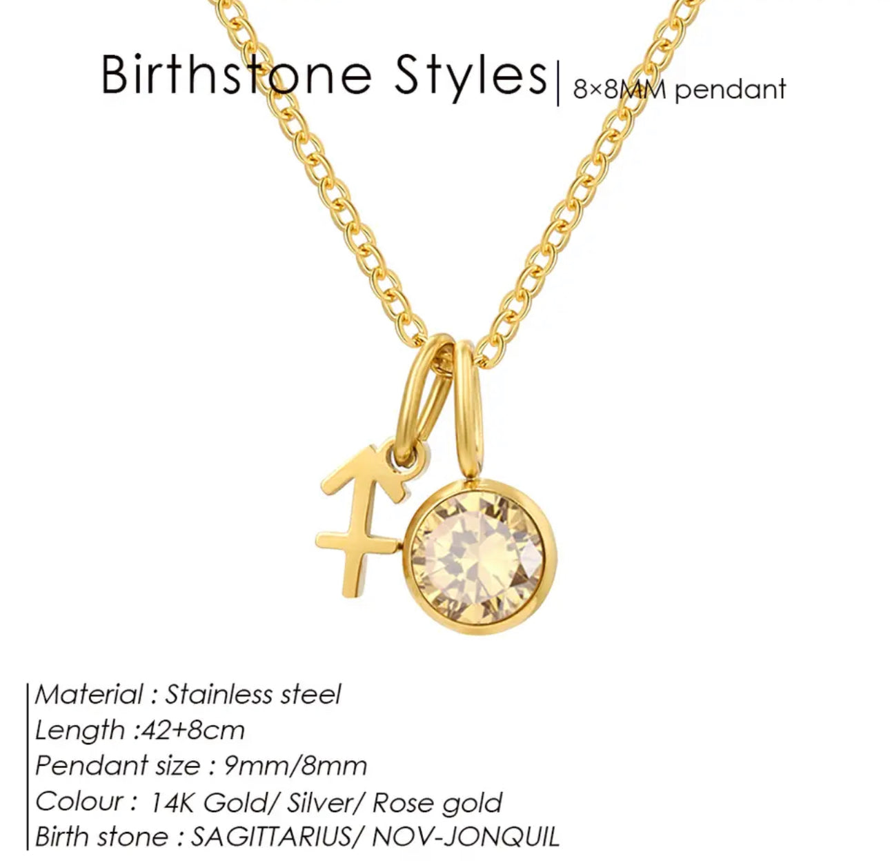 Gold Birthstone Zodiac Necklace