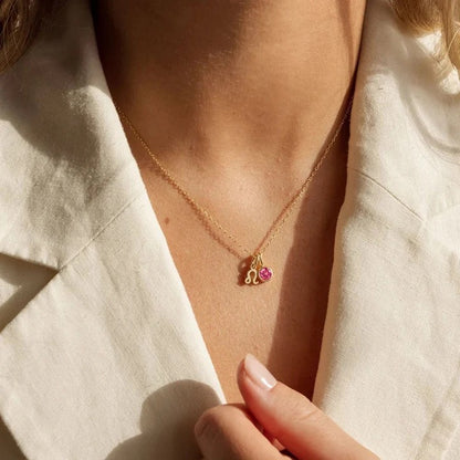 Gold Birthstone Zodiac Necklace
