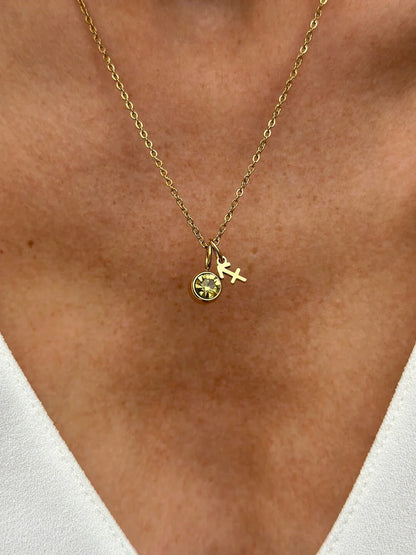Gold Birthstone Zodiac Necklace