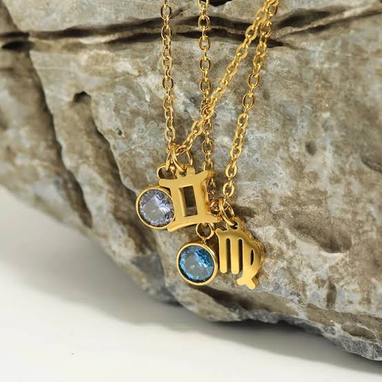 Gold Birthstone Zodiac Necklace