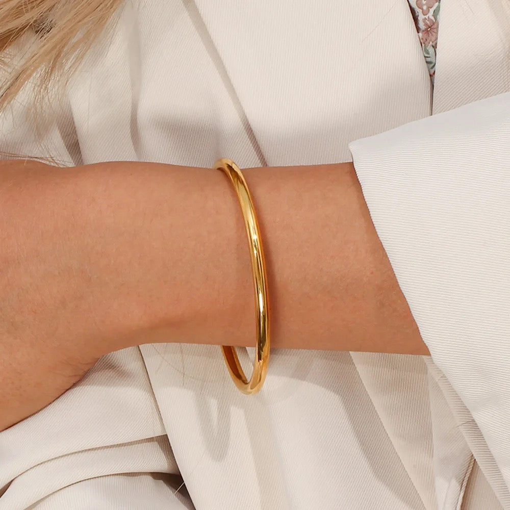 Gold 24k Infused Domed Satin Bangle