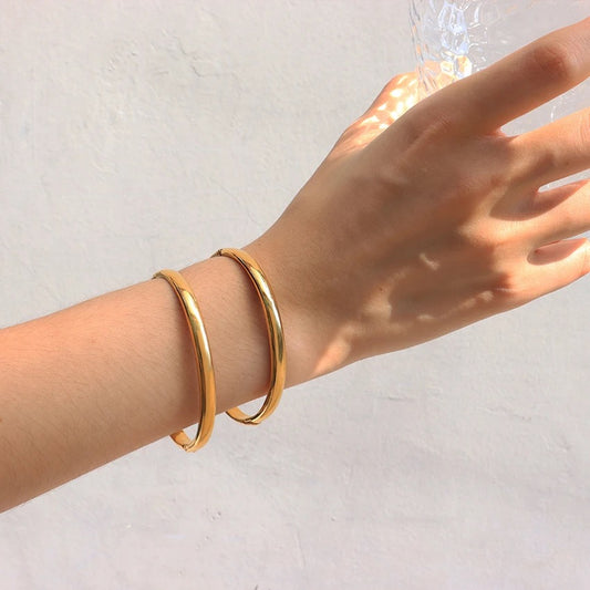 Gold 24k Infused Domed Satin Bangle