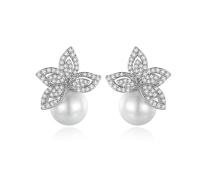 Luxe Pave Pearl Elegance Earring