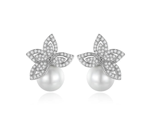 Luxe Pave Pearl Elegance Earring